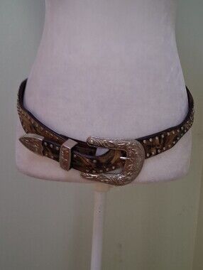 Advantage Timber Leather Camo Rhinestone Western Style Belt Size 34